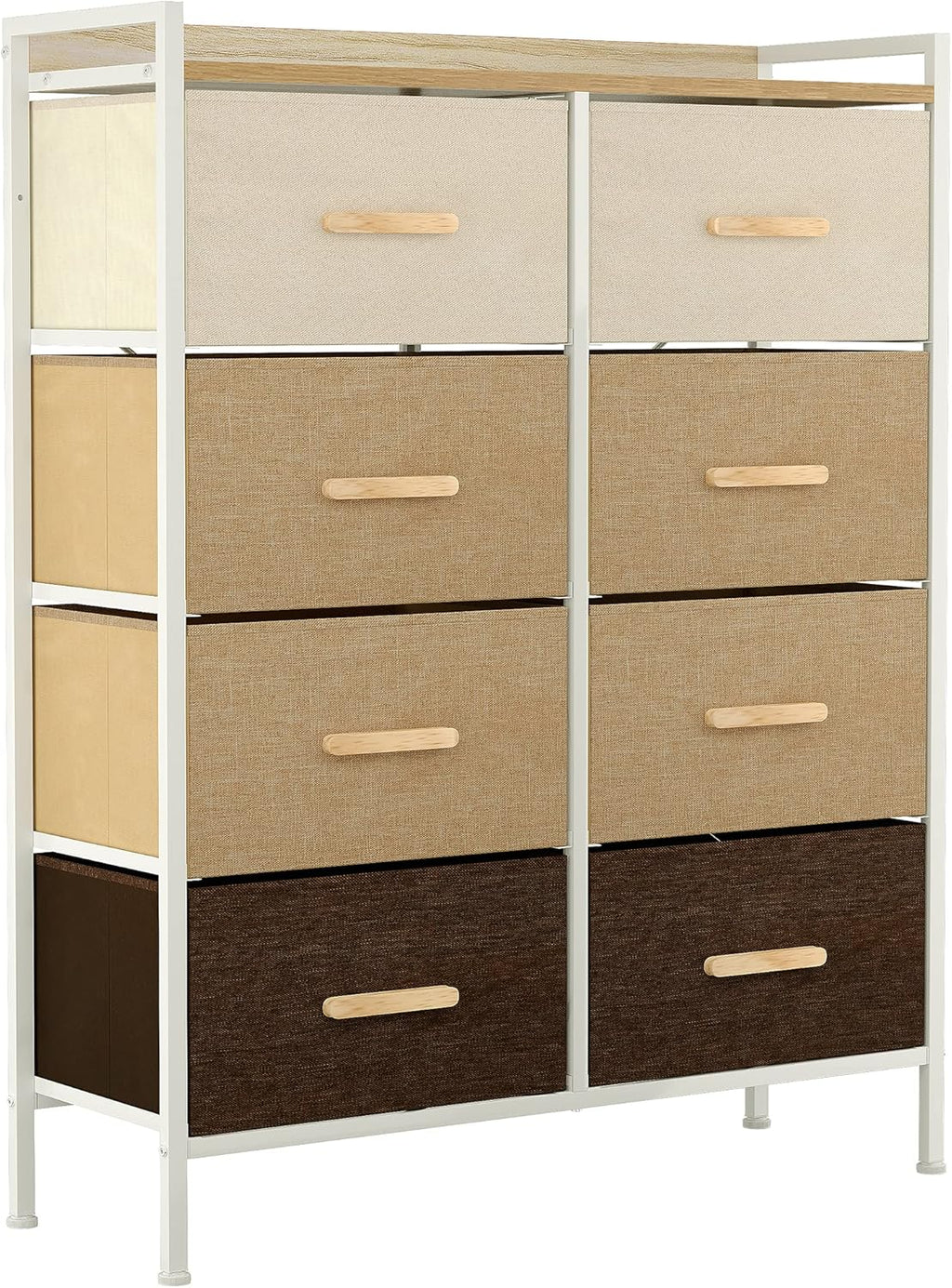 8 Drawer Fabric Dresser with Steel Frame and Wooden Top A46492