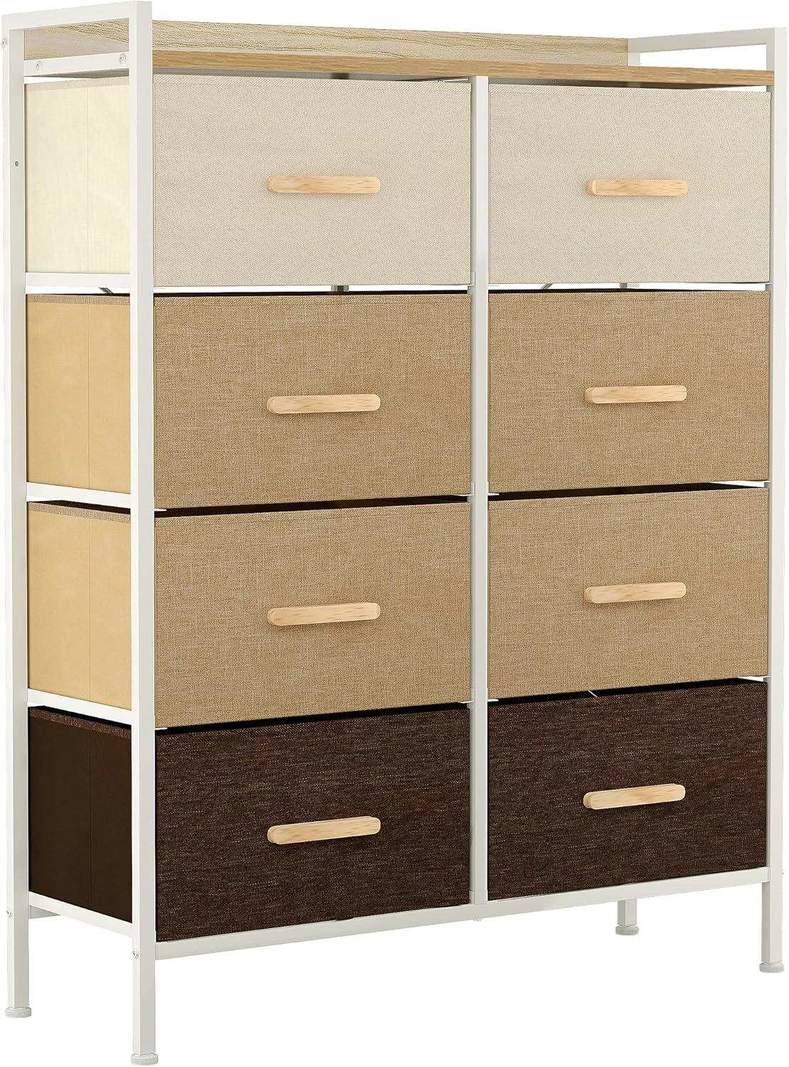 8 Drawer Fabric Dresser with Steel Frame and Wooden Top A46492