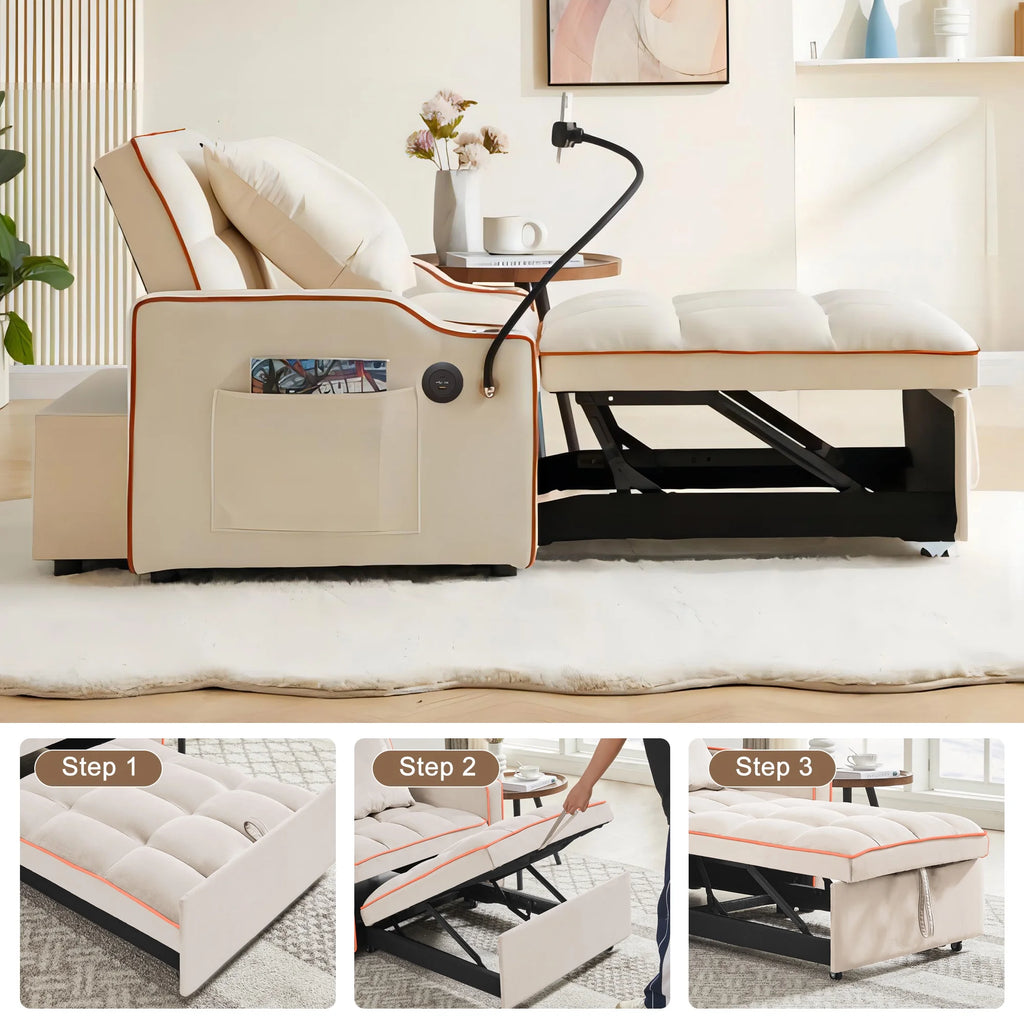 Beige Sleeper Chair Bed O17799