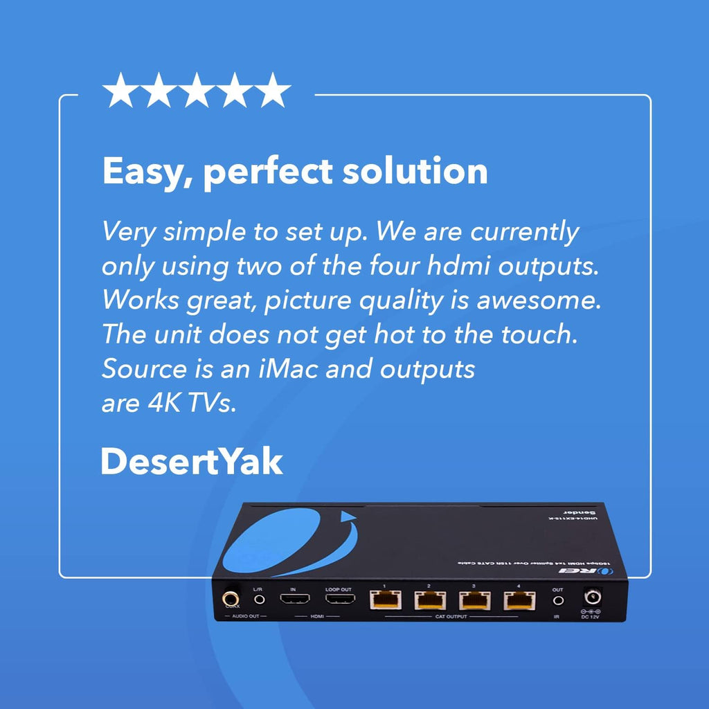 1x4 HDMI Extender Splitter 4K Over Single Cable CAT6/7 O3183