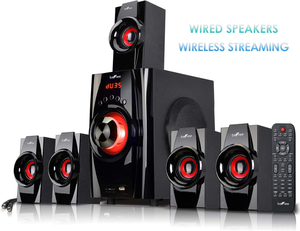Red 5.1 Channel Bluetooth Speaker System with Remote Control G264