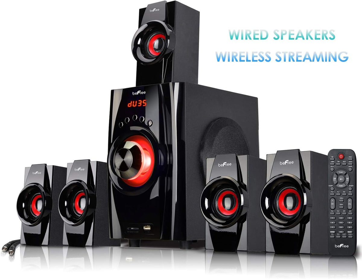 Red 5.1 Channel Bluetooth Speaker System with Remote Control G264