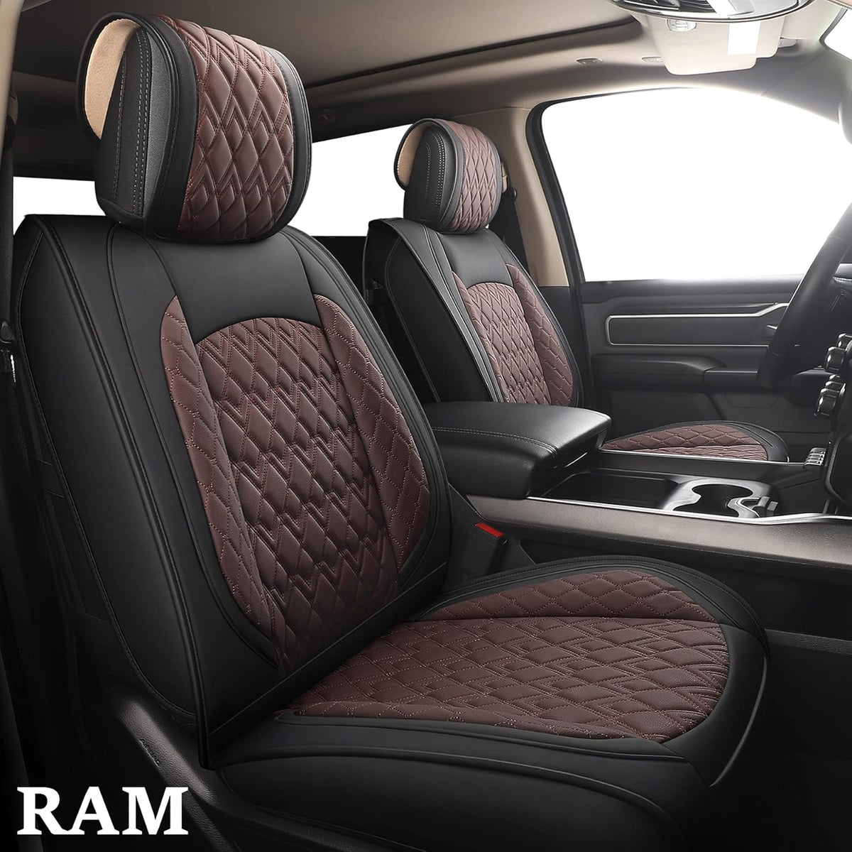 Black 2 Pcs Waterproof Synthetic Leather Car Seat Covers M650956