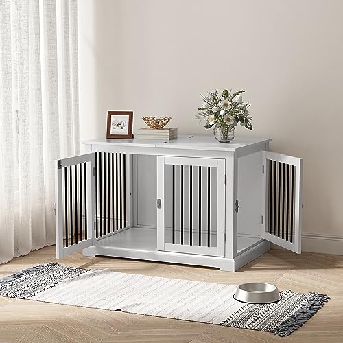 White Dog Crate Furniture with Cushion S121695
