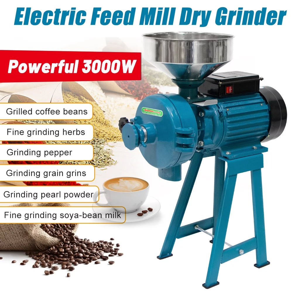 3000W Wet Dry Commercial Electric Grain Grinder Mill S51152