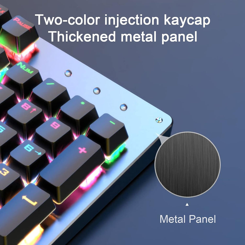 Wired Mechanical Gaming Keyboard Rainbow Backlit 104 Keys Pack of 2 B888