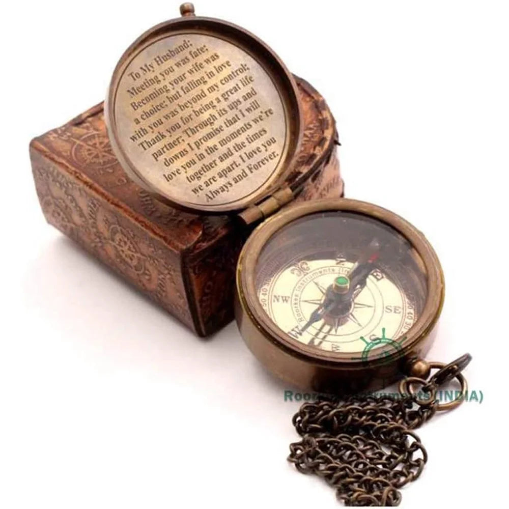 Brass Bronze Color Compass with Case E501917