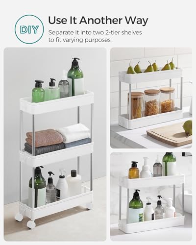3-Tier Rolling Storage Cart with 6 Hooks, Steel Frame, Dove Gray W41427