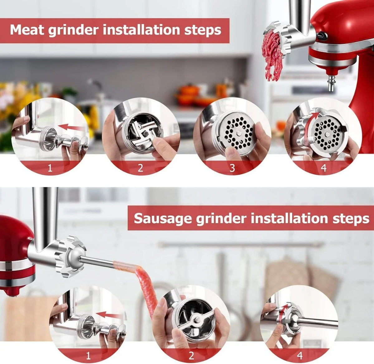 Meat Grinder Attachment for KitchenAid Stand Mixers E817