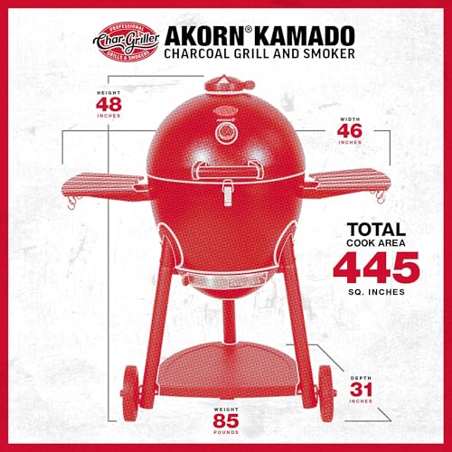 Kamado Charcoal Grill and Smoker with Cast Iron Grates and Locking Lid in Graphite U39342
