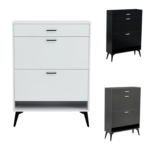 Grey Shoe Storage Cabinet With Metal Legs S4879