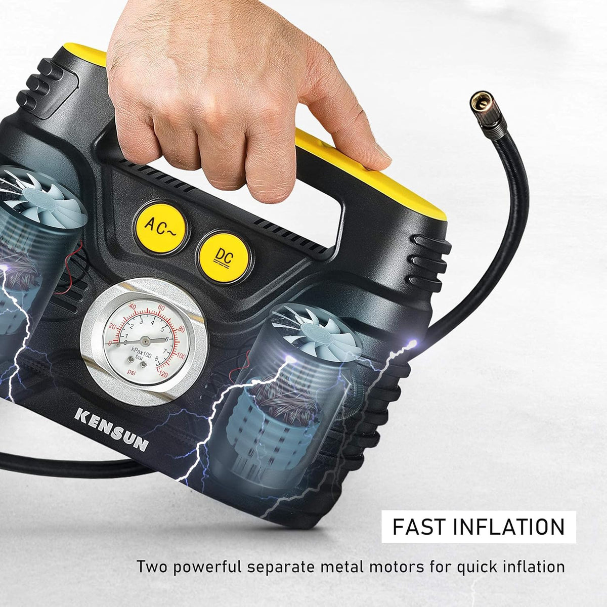 Portable Air Compressor 12V DC 110V AC 100 PSI Tire Inflator L819819