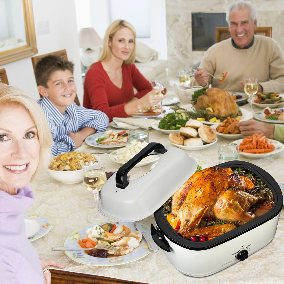 White 26 Quart Stainless Steel Electric Roaster Oven A835