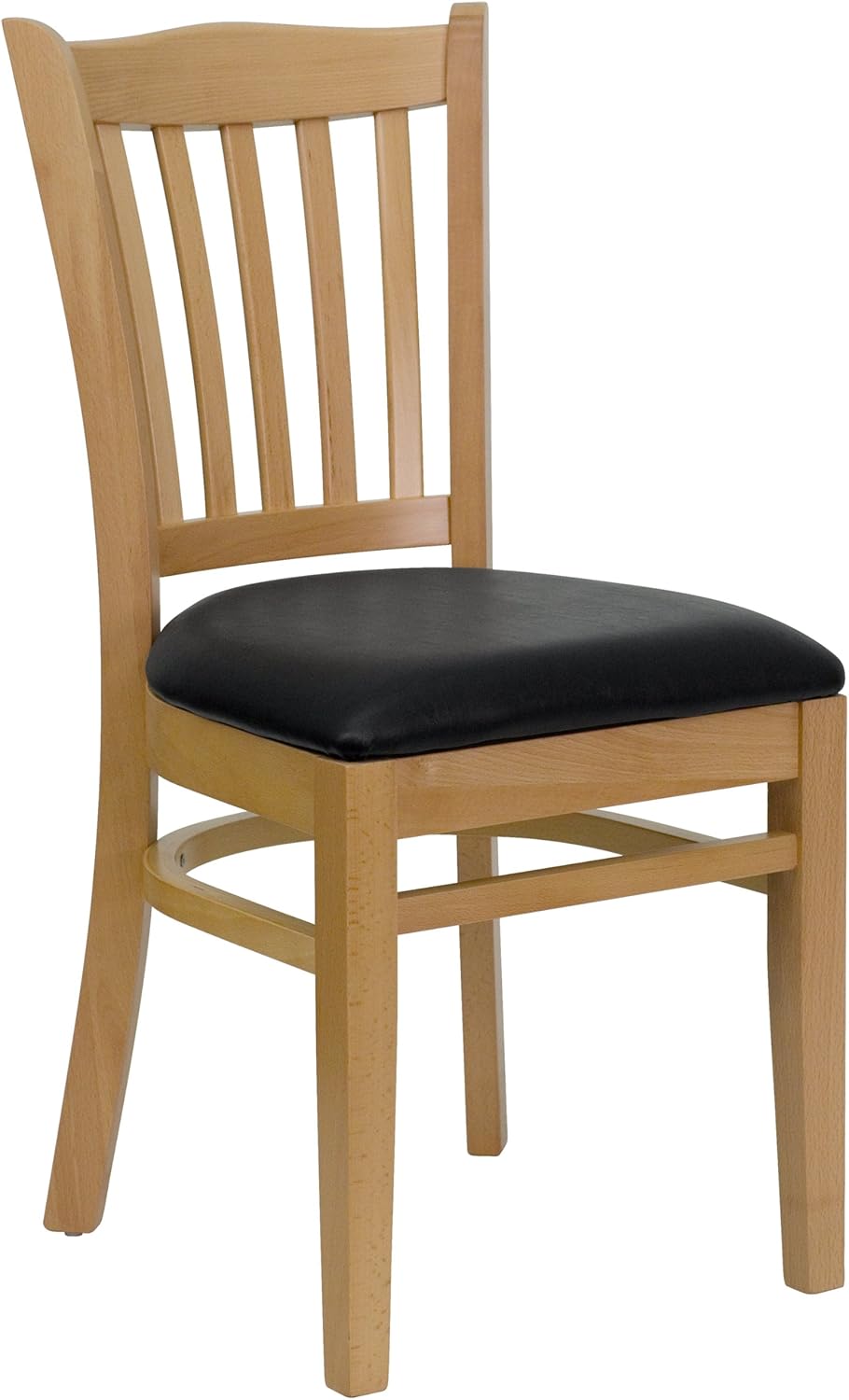 Walnut Wood Vertical Slat Back Chair with Black Vinyl Seat J59014