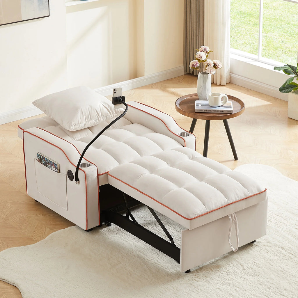 Beige Sleeper Chair Bed O17799
