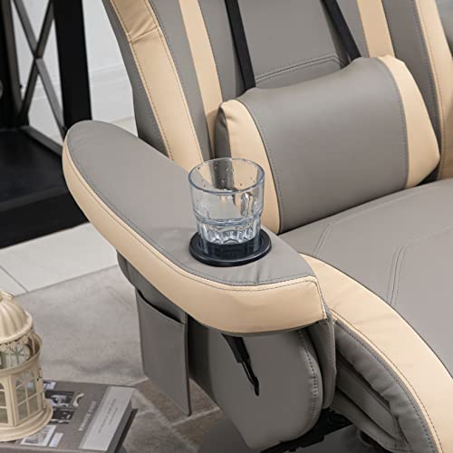 Manual Recliner Armchair PU Leather with Adjustable Leg Rest H283