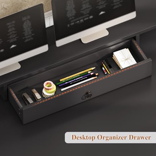 White 63" Wood Desk with File Drawer and Monitor Stand H89107