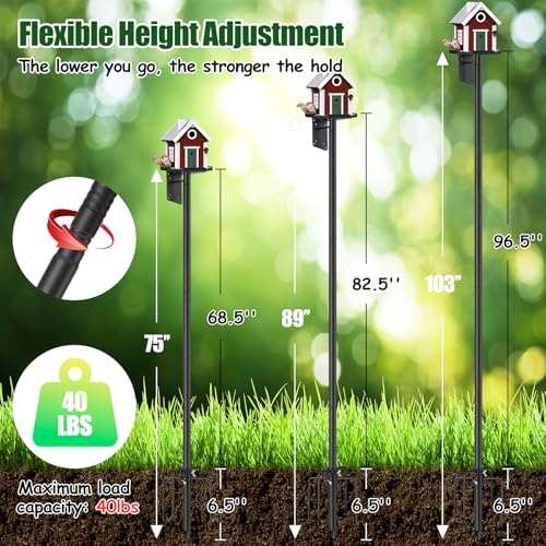 103" Extra Tall Bird Feeder Pole with Anti-Tip Stakes W351