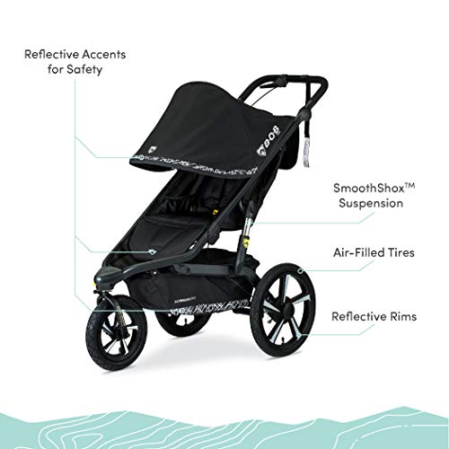 Black Jogging Stroller with Snack Tray and Handlebar Console U5529
