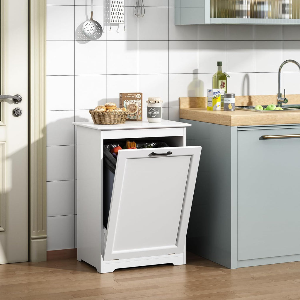 White Tilt Out Trash Cabinet P15513
