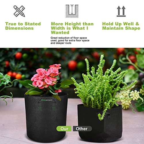 8 Pack 5 US Gallon Heavy Duty Nonwoven Fabric Grow Pots with Handles A1684