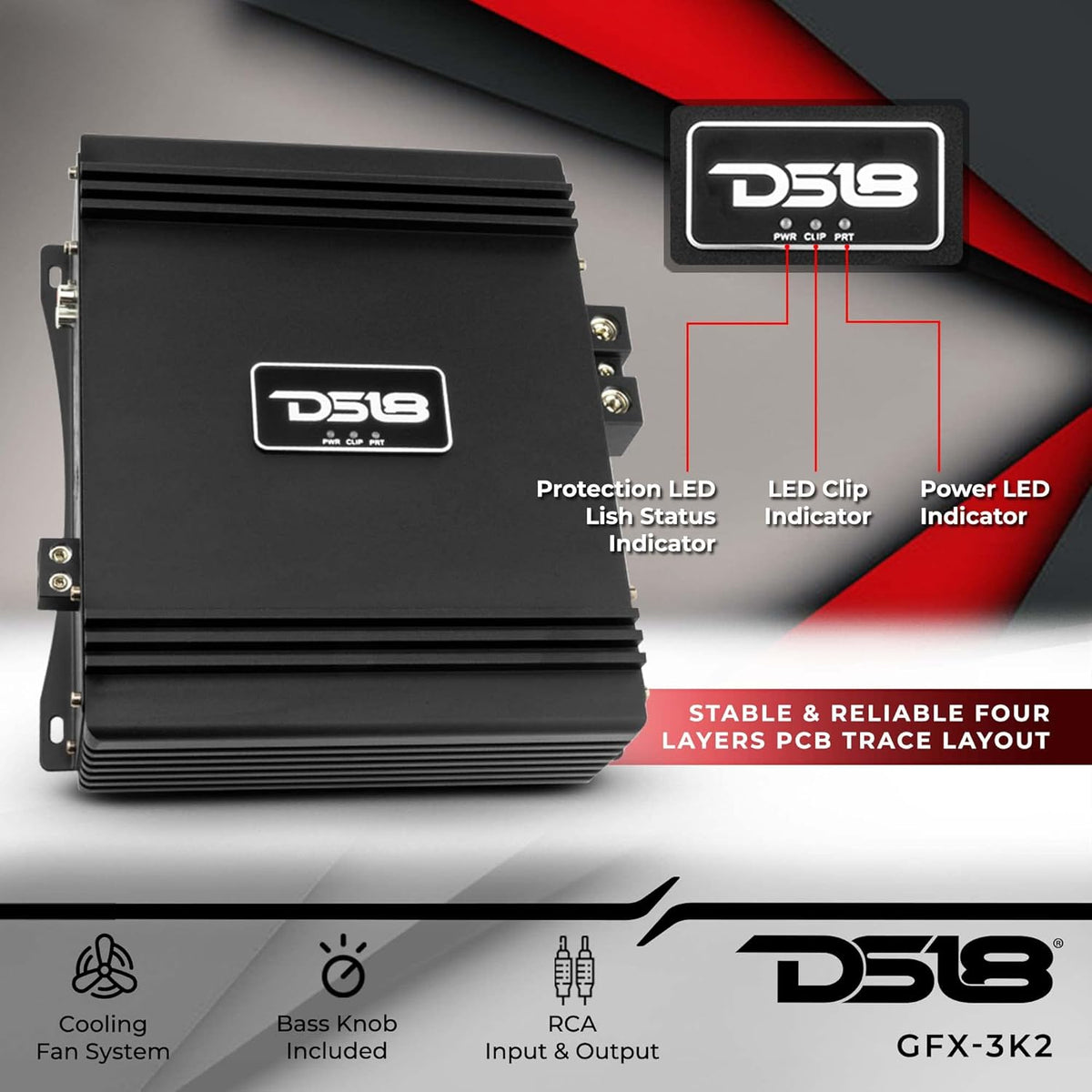 Car Audio Amplifier 3000 Watts Rms 2-Ohm K902