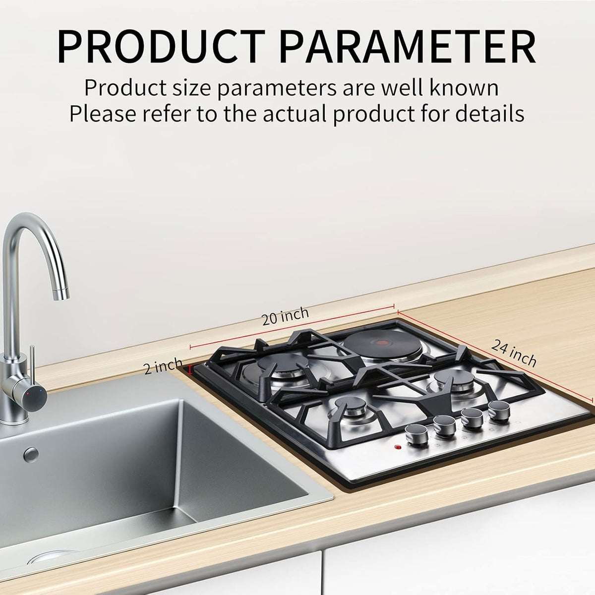 24×20 Inches Stainless Steel Gas Cooktop 3 Sealed Burners C48885