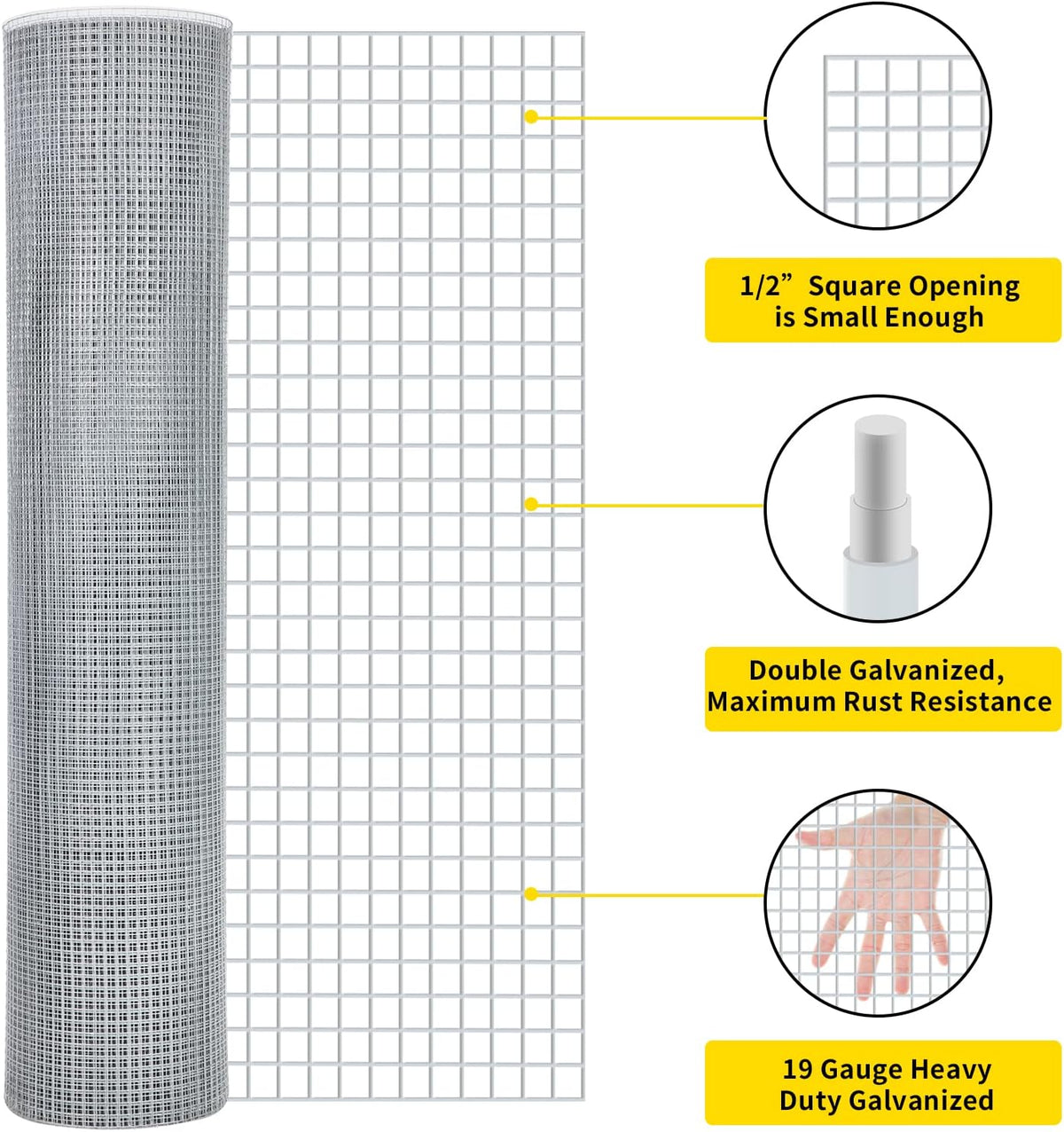 Galvanized 48inx50ft 19 Gauge Wire Mesh P117479