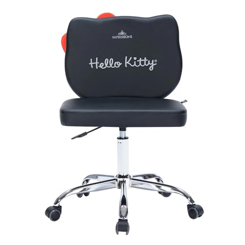 Black Adjustable Height Swivel Vanity Chair with Wheels U8575
