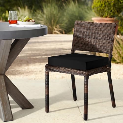 Black 19" x 19" x 3" Square Outdoor Chair Cushions Set of 4 with Removable Cover L763