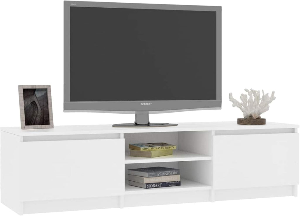 White TV Cabinet with 2 Drawers and 2 Open Compartments X153