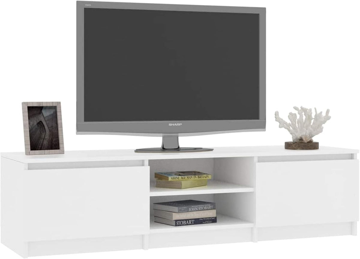White TV Cabinet with 2 Drawers and 2 Open Compartments X153