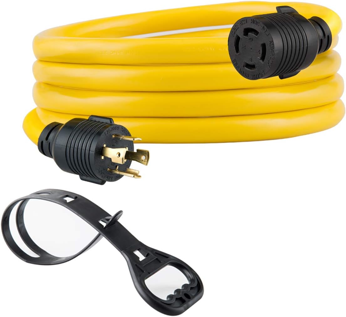 Heavy Duty Generator Locking Power Cord NEMA L14-30P/L14-30R 30Amp 7500 Watts Yellow K8662