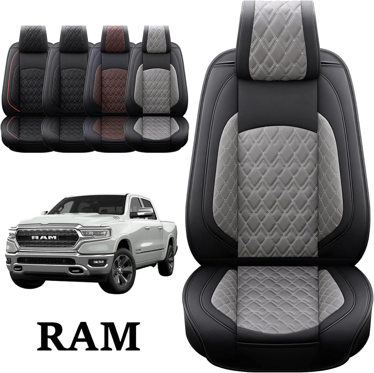 Black 2 Pcs Waterproof Synthetic Leather Car Seat Covers M650956