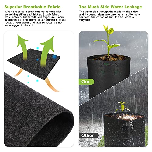 8 Pack 5 US Gallon Heavy Duty Nonwoven Fabric Grow Pots with Handles A1684