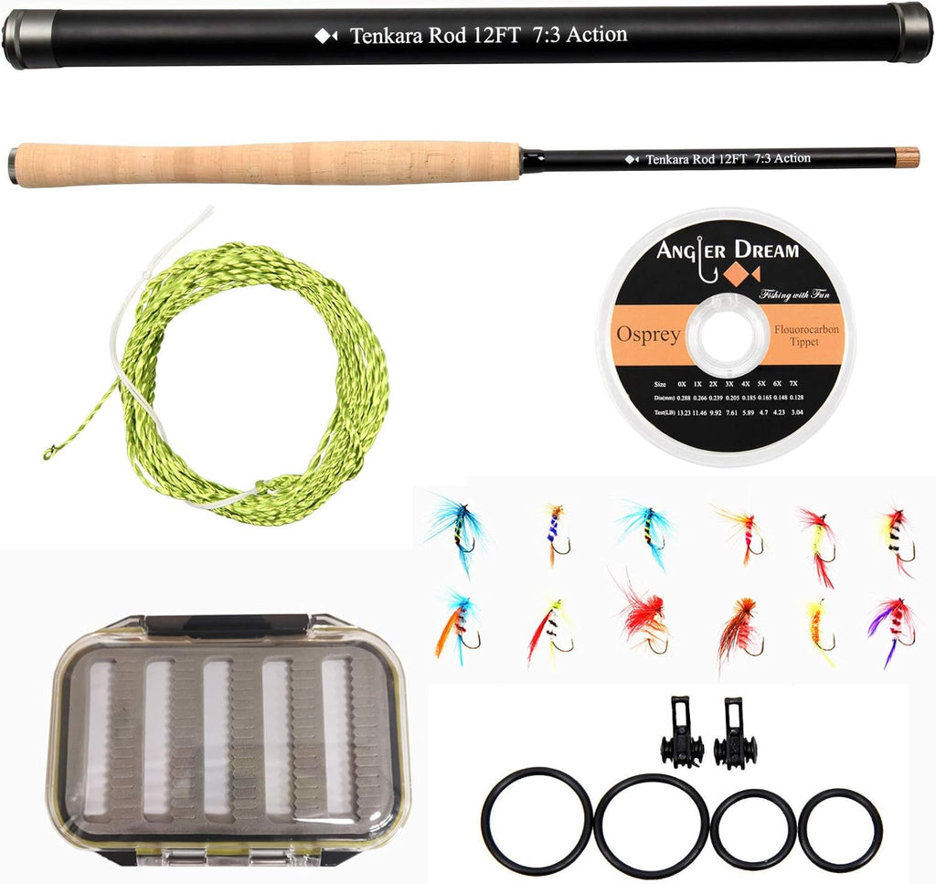 12/13FT Tenkara Rod Kit 30T Carbon Fiber Telescopic Fly Fishing Rod Combo G31127