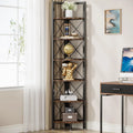 6 Tier Corner Shelf Rustic Corner Bookshelf Small Bookcase Corner Storage Rack Plant Stand Q323670