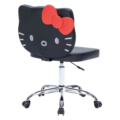 Black Adjustable Height Swivel Vanity Chair with Wheels U8575
