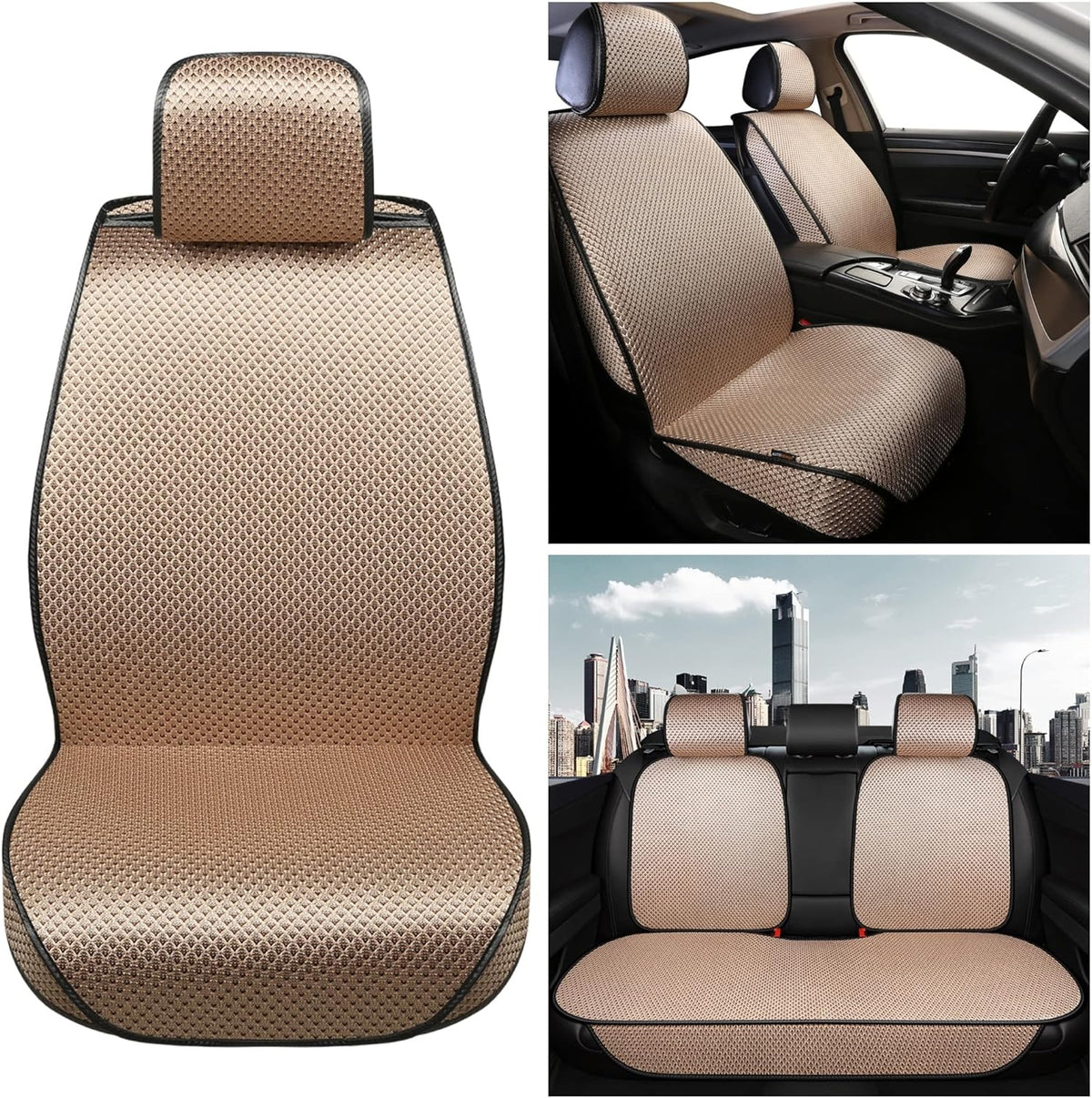 Beige Full Set Car Seat Cover J51746