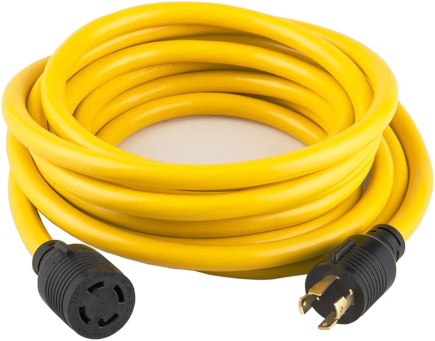 Heavy Duty Generator Locking Power Cord NEMA L14-30P/L14-30R 30Amp 7500 Watts Yellow K8662