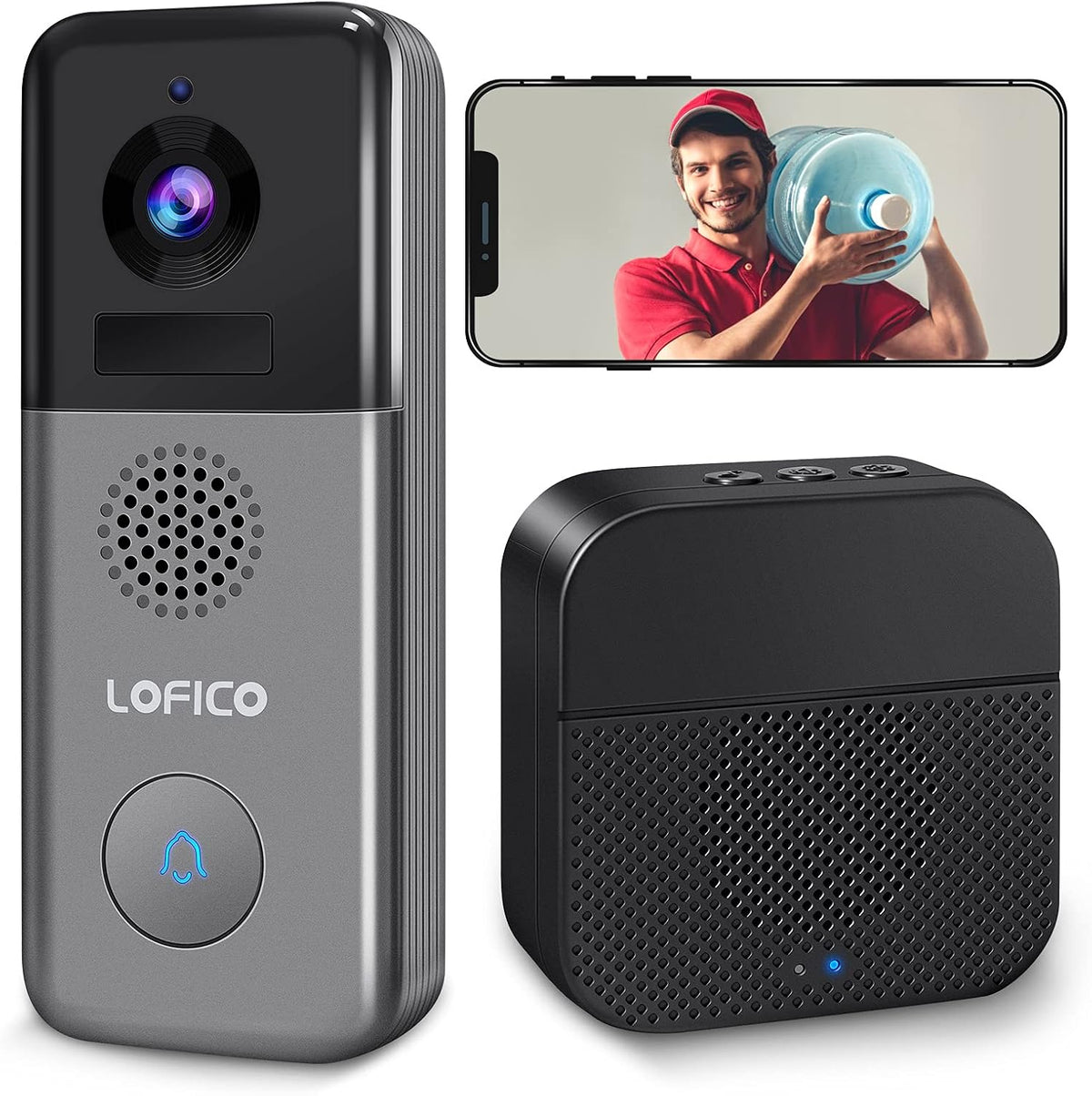 2K WiFi Wireless Rechargeable Battery Powered Video Doorbell Camera with Chime D470