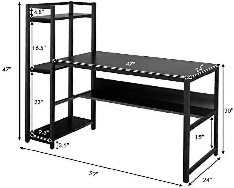 59-Inch Computer Desk with Bookshelf Y248993