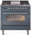 Blue Grey 36 Dual Fuel Natural Gas Range with Chrome Trim E38292