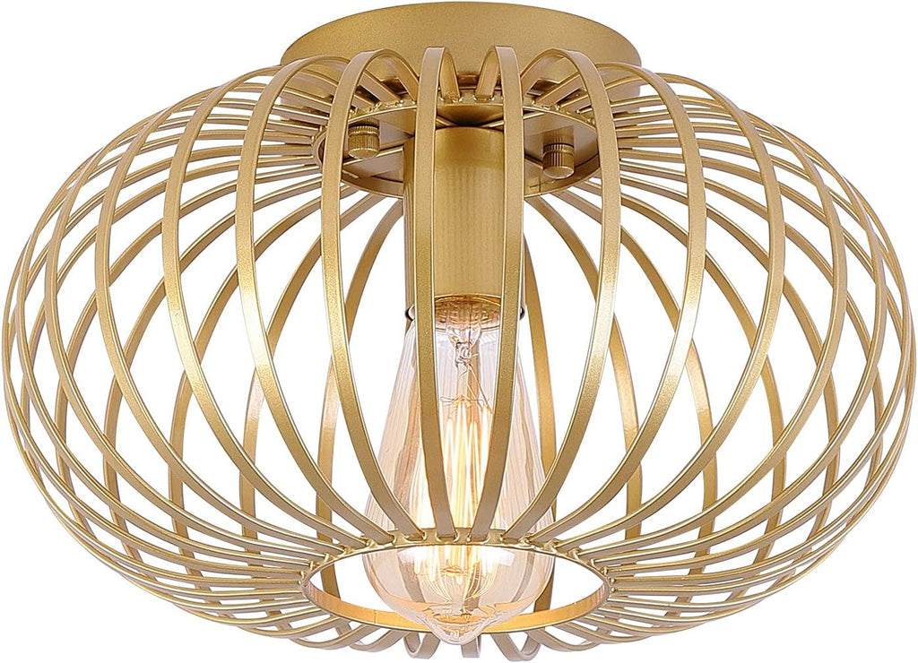 Black Metal Cage Semi Flush Mount Ceiling Light U310