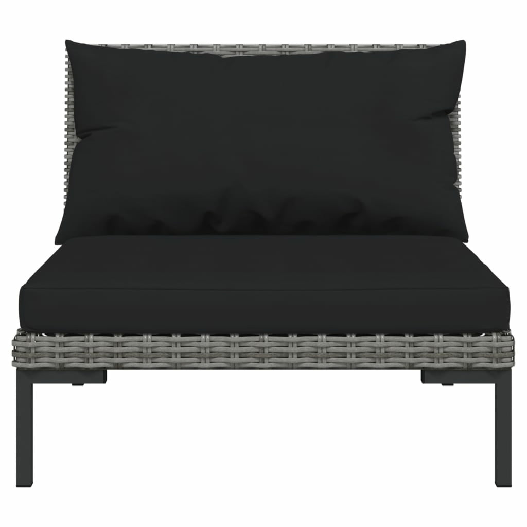 3 Piece Poly Rattan Dark Gray Sectional Sofa Set with Cushions K222