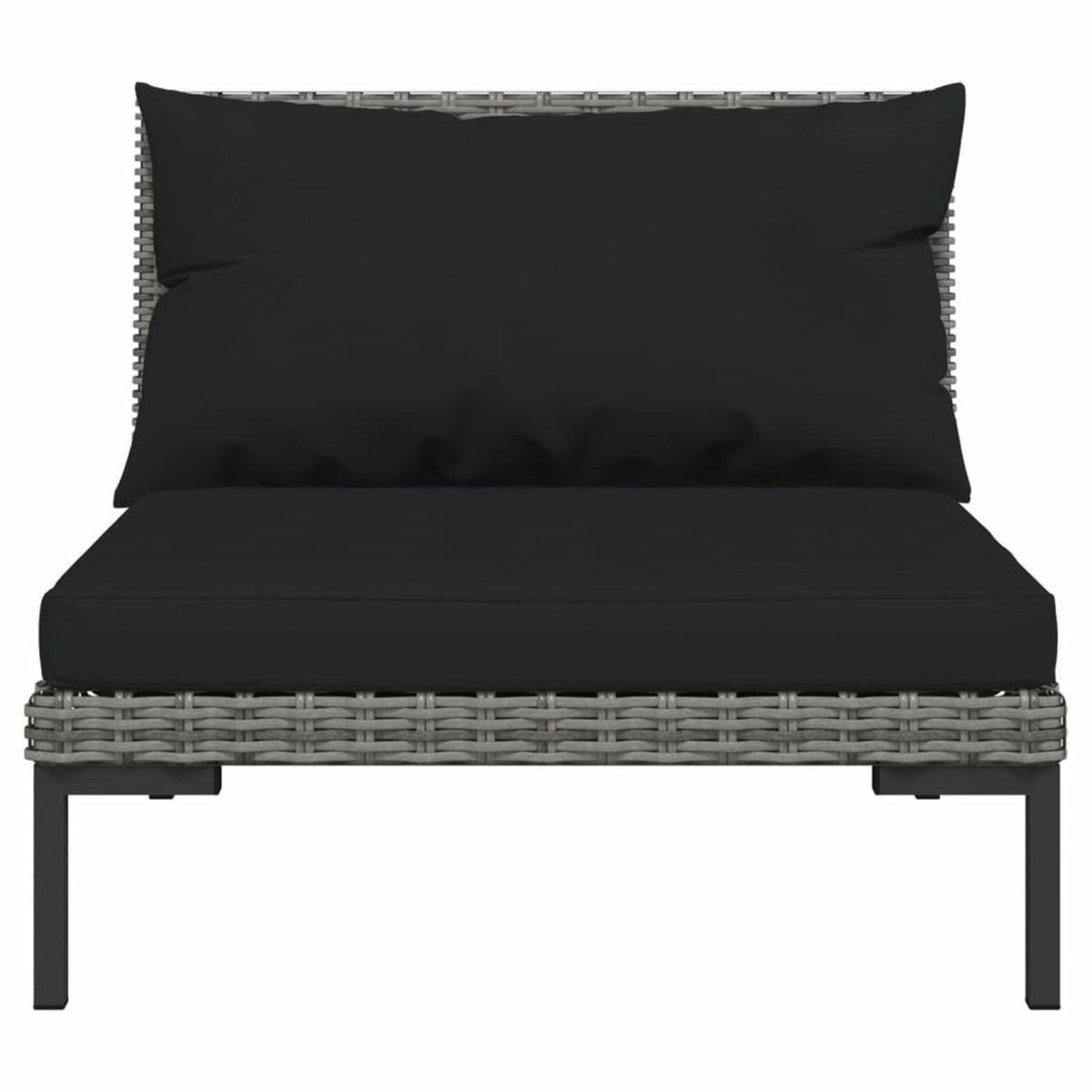 3 Piece Poly Rattan Dark Gray Sectional Sofa Set with Cushions K222