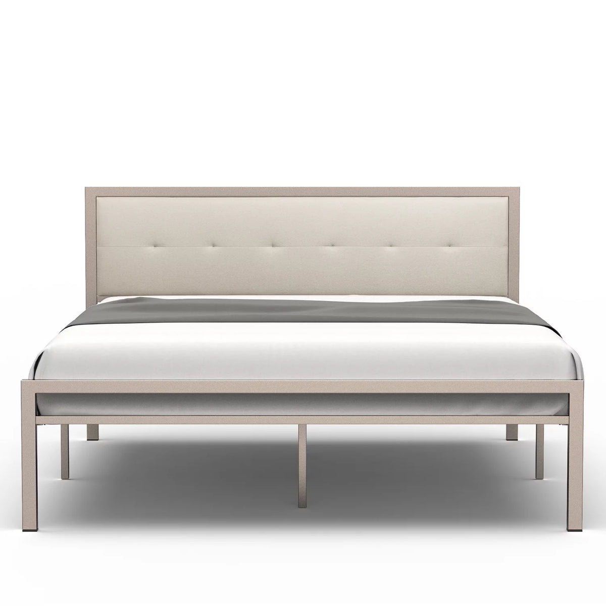 Queen Size Steel Platform Bed Frame with Fabric Headboard K5429