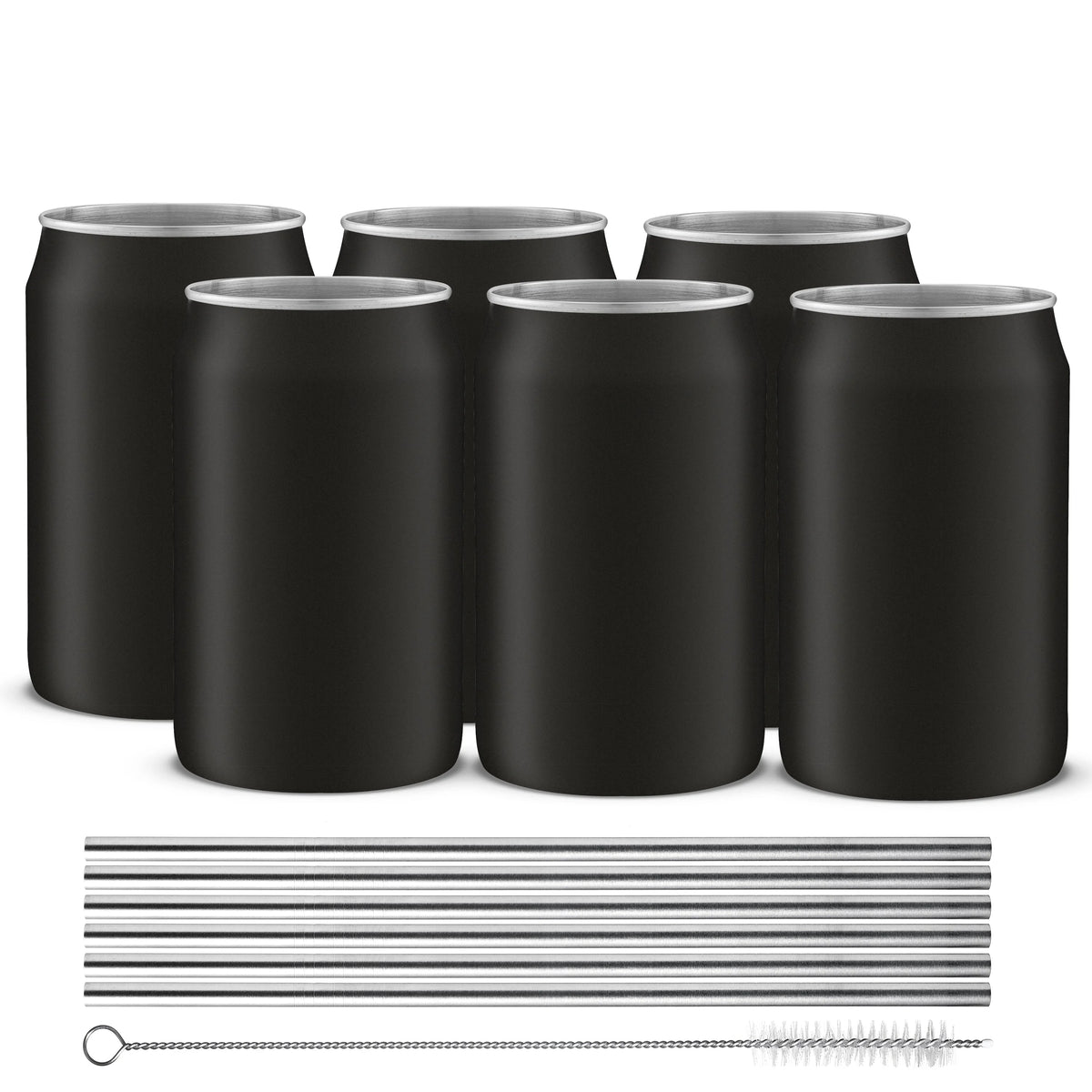 Stainless Steel 16 oz Tumblers with 6 Straws & Brush V217