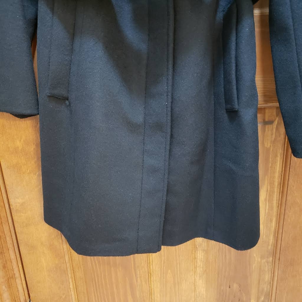 Wool Blend Zip Hooded Coat Black 10 P451