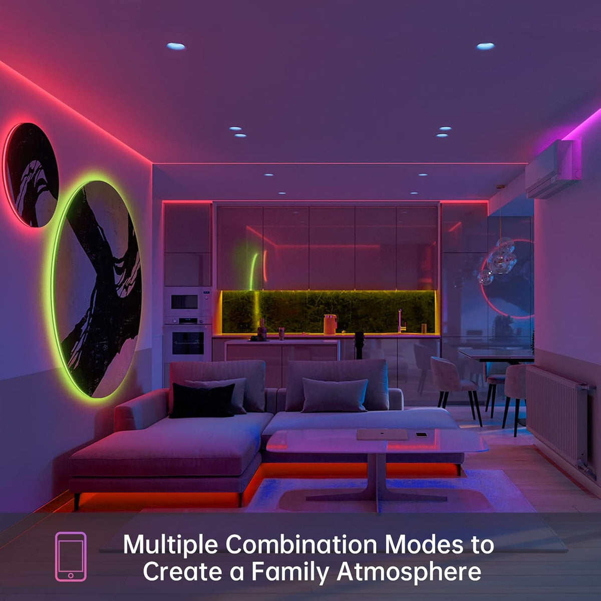 16.4ft RGB LED Strip Lights with Smart App, IP67 Waterproof Silicone Light Strip, Pack of 2 W3906